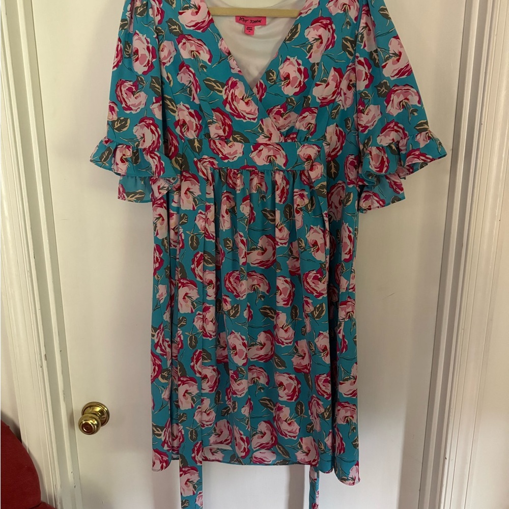 Betsey Johnson Turquoise and Pink Floral Dress